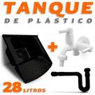 Kit tanque plástico preto 28 litros + torneira tanque/maquina + sifão preto