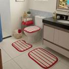 Kit Tapete Banheiro Com 3 Peças Algodão Jogo de Banheiro Atoalhado Com Franja Listras Coloridas Kit Tapete Banheiro Com 3 Peças Algodão Jogo de Banheiro Atoalhado Com Franja Listras Coloridas