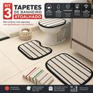 Kit Tapete Banheiro Com 3 Peças Algodão Jogo de Banheiro Atoalhado Decoração Listras Coloridas Com F Kit Tapete Banheiro Com 3 Peças Algodão Jogo de Banheiro Atoalhado Decoração Listras Coloridas Com F