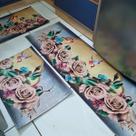 Kit Tapete Cozinha 3 Peças Antiderrapante Flor Marrom 02
