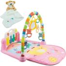 Kit Tapete De Atividades Bebê Alegria Rosa + Naninha Ursinho