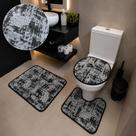 Kit Tapete De Banheiro Antiderrapante 3 Peças Resistente - Mesclado Preto