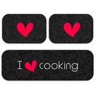 Kit Tapete De Cozinha I love Cooking Preto Único Kit Tapete De Cozinha I love Cooking Preto Único