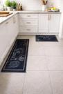 Kit Tapete Passadeira Cozinha Antiderrapante 2 Pçs Preto 118 M 40 M Geométrico Preto