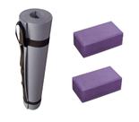 Kit Tapete Yoga Mat Texturizado + 02 Blocos de EVA Yoga Pilates Evamax Kit Tapete Yoga Mat Texturizado + 02 Blocos de EVA Yoga Pilates Evamax
