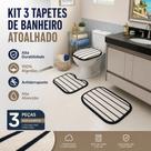 Kit Tapetes Para Banheiro Com 3 Peças Algodão Jogo de Banheiro Atoalhado Decoração Listras Coloridas
