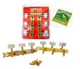 Kit Tarraxa Pino Fino p/ Violão Aço /Ny Dourada MXT + Cordas