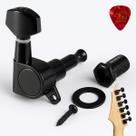 Kit Tarraxa Preta Blindada De Guitarra 6 Em Linha Aço