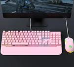 Kit Teclado E Mouse Mecânico Gamer Abnt2 Iluminação Led Rgb Switch Blue Usb 3200 Dpi Rosa