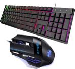 Kit Teclado Gamer Semi Mecanico Led Rgb + Mouse Gamer Led