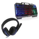 Kit Teclado Iluminado Gamer Semi Mecânico Com Suporte de Celular + Fone de Ouvido Headset NF Kit Teclado Iluminado Gamer Semi Mecânico Com Suporte de Celular + Fone de Ouvido Headset NF