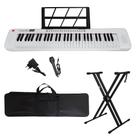 Kit Teclado Musical 61 Teclas Estudante Iniciante Rhythmic 50WH + Capa e Suporte em X