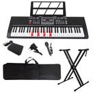 Kit Teclado Musical 61 Teclas Iluminadas Estudante Rhythmic 80 + Capa Suporte X e Pedal Kit Teclado Musical 61 Teclas Iluminadas Estudante Rhythmic 80 + Capa Suporte X e Pedal