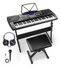 Kit Teclado Musical 61 Teclas Voik VTM-3000 Com Acessórios