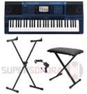 Kit Teclado Musical Arranjador Casio Mz X500 Azul - Midi/usb - Tela Touch + Suporte X + Banqueta X Kit Teclado Musical Arranjador Casio Mz X500 Azul - Midi/usb - Tela Touch + Suporte X + Banqueta X