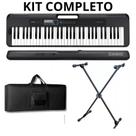 KiT Teclado Musical Casio Cts300 61 Teclas Preto Capa Suporte X