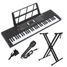 Kit Teclado Musical Estudante Iniciante 61 Teclas Rhythmic 20 com Suporte em X