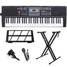 Kit Teclado Musical Estudante Iniciante 61 Teclas Rhythmic 80 Bluetooth com Suporte em X Kit Teclado Musical Estudante Iniciante 61 Teclas Rhythmic 80 Bluetooth com Suporte em X