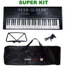 Kit Teclado Musical Estudante Spring Tc 261 61 Teclas + Capa + Fonte + Suporte Partituras
