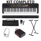 Kit teclado musical f52 yamaha com fonte suporte capa fone e caixinha