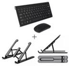 Kit Teclado Suporte de Tablet Notbook + Mouse sem fio