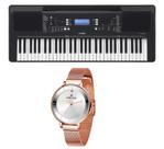 Kit Teclado Yamaha Arranjador PSR E373 e Relógio Dk11164-4