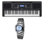Kit Teclado Yamaha Arranjador PSR E373 e Relógio Dk11216