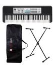 Kit Teclado Yamaha YPT-380 Portátil Preto + Capa + Suporte em X