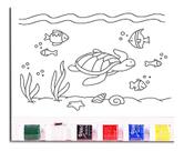 Kit Tela Pintura Riscada 30X40cm Tartaruga C/ Guache Pincel