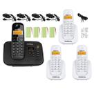 Kit Telefone Fixo sem fio Com Secretaria Eletronica 3 Ramal