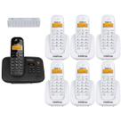 Kit Telefone Fixo sem fio Com Secretaria Eletronica 6 Ramal
