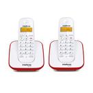Kit Telefone Sem Fio + 1 Ramal Branco e Vermelho TS 3110 - Intelbras