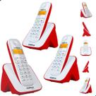 Kit Telefone Sem Fio 2 Ramais Multifuncional Combo Oficial Com Bina Identificador E Alcance Ampliado