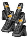 Kit Telefone Sem Fio 3110 Preto com + 3 Ramais TS 3111 Preto