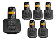 Kit Telefone Sem Fio 3110 Preto com + 5 Ramais TS 3111 Preto