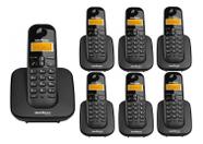Kit Telefone Sem Fio 3110 Preto com + 6 Ramais TS 3111 Preto
