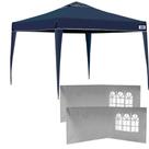 Kit Tenda Gazebo Azul Base e Topo 3x3 M + 4 Paredes na Cor Branca Mor