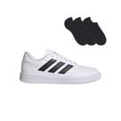 Kit Tênis Adidas Casual Courtblock Unissex + 3 Pares de Meias Pretas