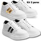 Kit Tênis Branco Feminino com Sola Borracha Plataforma.