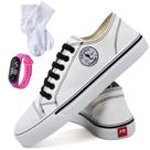 Kit Tênis Casual Feminino Clássico + Relógio Digital + Meia