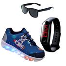 Kit Tênis De Led Infantil Menino Masculino Astronauta + Relógio + Óculos
