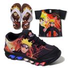 Kit Tênis De Led Infantil Menino Masculino Naruto + Chinelo + Camisa Kit Tênis De Led Infantil Menino Masculino Naruto + Chinelo + Camisa