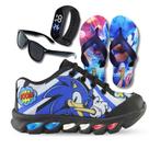 Kit Tênis De Led Infantil Menino Masculino Sonic Boom + Chinelo + Relógio + Óculos