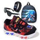 Kit Tênis De Led Infantil Menino Masculino Sonic Shadow+ Mochila + Relógio + Óculos