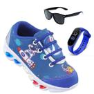 Kit Tenis de led infantil meninos Ledstar calce facil Astronauta desenhos mais Relogio e Oculos