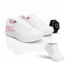 Kit Tênis Esportivo Masculino Feminino Confortável Leve para Academia Corrida Caminhada Relógio Digital Meias