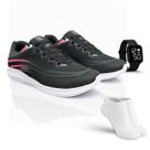 Kit Tênis Esportivo Masculino Feminino Confortável Leve para Academia Corrida Caminhada Relógio Digital Meias