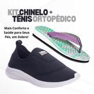 Kit Tenis Feminino Casual Massageador + Chinelo Ortopédico Anatômico Confortável Para Esporão