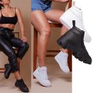 Kit Tênis Feminino De Cano Longo Branco Para Um Toque Moderno + Coturno Feminino Tratorado Preto Para Um Estilo Robusto.