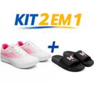 Kit Tênis Feminino Esportivo Caminhada Academia mais Chinelo Slide Confortável